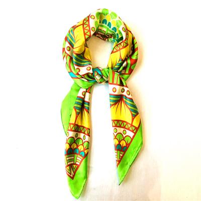 China Square Scarf 12mm Premium Quality Hand Sewn Satin 100%Silk Digital Printed Scarf For Office Ladies for sale