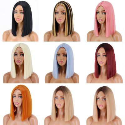 China Popular silky straight wave wigs in Europe America, medium point, no bangs, shoulder clavicle women medium and long straight hair, c for sale