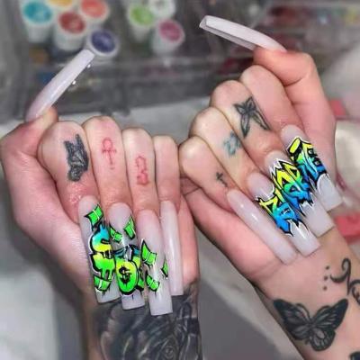 China Easy-use European girls wearable removable stick nail improvement boastful piece of graffiti and American false long finished for sale