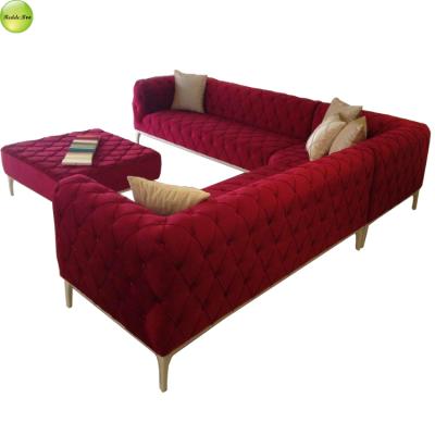 China Chesterfield Corner Sofa Set Home Furniture Living Room Rustic U Shape Couch (Other) Adjustable Northern Europe Design for sale