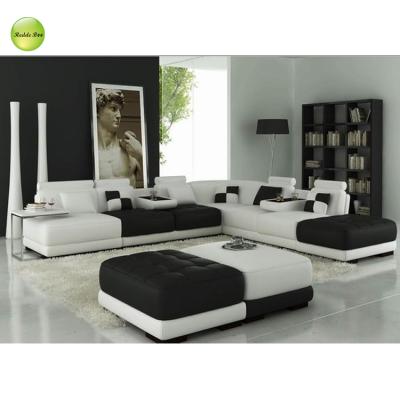 China (Others)Adjustable Living Room Sofa Sets,Italian Leather Sofa Black With New Model Sofa Sets 5004 for sale