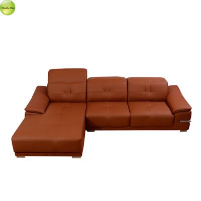 China Pure Leather Storage Brown Sofa , Leather Sofa Polish Style With Wooden Sofa Legs for sale