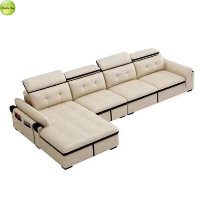 China (Other) Adjustable High End Leather Cover Modern L Shape Sofa With Adjust Headrest R001 for sale