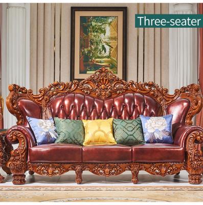 China (Other) Europe Type Adjustable Luxurious Solid Wood Couch Living Room Sofa With Carved for sale