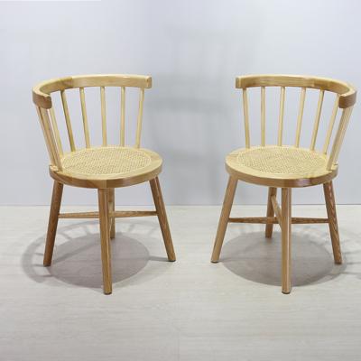 China Modern Popular Restaurant Cane Wooden Frame Dining Chair with Rattan Backres for sale