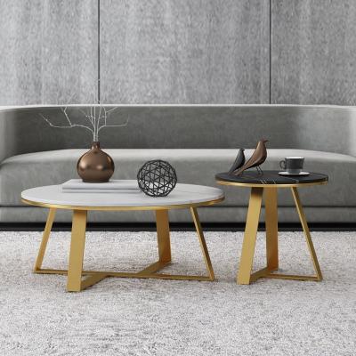 China Modern Hot Selling Luxury Home Furniture Stainless Steel Coffee Table Marble Top Table And Small Side Table for sale