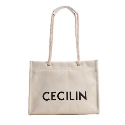 China Wholesale Custom Casual Vintage Shoulder Bags Fashion Women Water Resistant Girls Canvas Handbag Zipper Large Capacity Tote Bag for sale