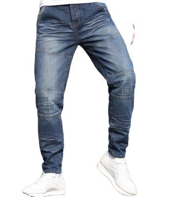 China Factory Wholesale Fashion Custom Casual Wrinkle Breathable Lined Mens Long Jeans Denim With Small Feet for sale