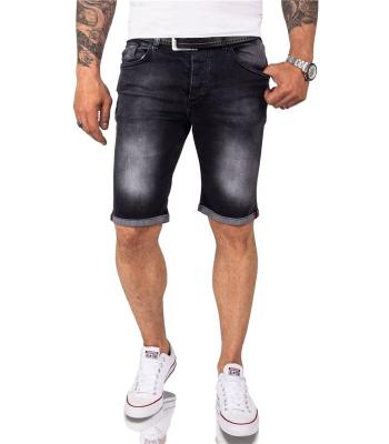 China Wholesale fashionable custom button fly dark gray dunkelgrau breathable stretched jeans bending legs shorts pants men for sale