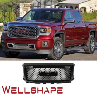 China ABS Car Grille For 14-15 GMC Sierra 1500 Black Denali Style Gloss Mesh Front Grille Grill for sale