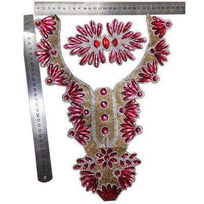 China Flatback Collar Fix Hot Rhinestone Trimming, Beaded Neckline Heat Transfer Trimming Rhinestone Neckline for sale