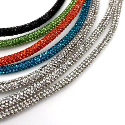 China Crystal Rope 6lines 8 lines 10 lines moq Luxury Crystal Rope Garment Suction Strings Shoe Laces Rhinestone Rope 100 yards per color for sale