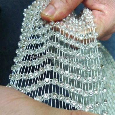 China Crystal Rhinestone Pointback Flexible Trimming Mesh Band 4.7 Inches Wide for sale