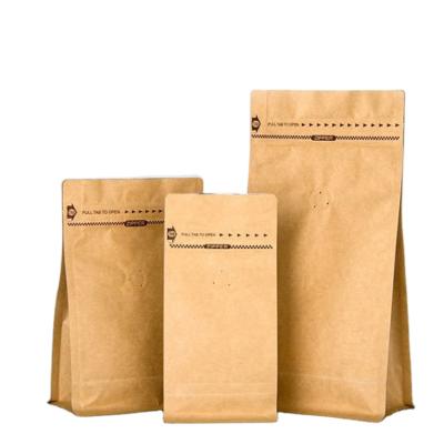 China Food Custom Printed Kraft Paper Coffee Bag With Valve Organic Food Moisture Proof Packaging Flat Bottom Matte Ziplock Pouch for sale