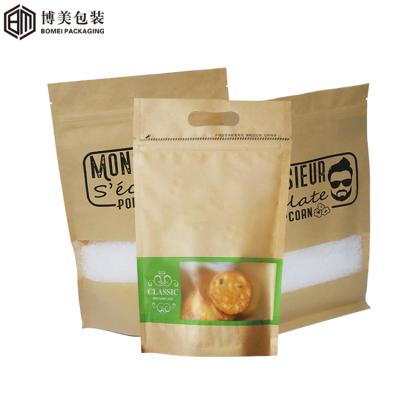 China Biodegradable Pouch Holder Eco Doypack Kraft Paper Packaging Ziplock Bag With Window Food Packaging Custom Dry Bags for sale