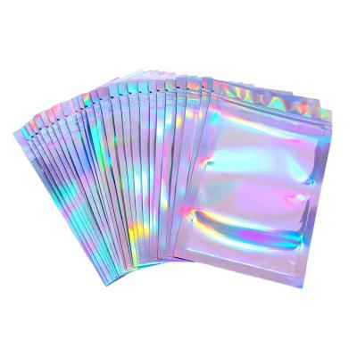 China Recycled materials wholesale printed mylar foil holographic ziplock bag custom plastic zipper bags for eyelash packaging for sale