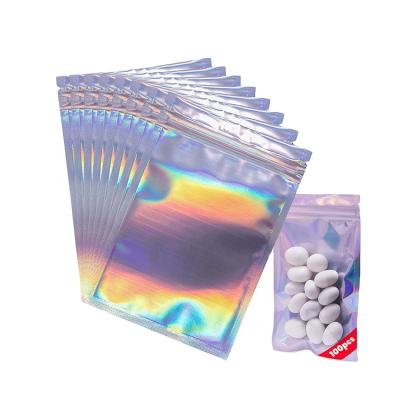 China High Quality Reusable Aluminum Zip Lock Materials Plastic Packaging Holographic Bags Recycled Heat Seal Edible Mylar Bag With Punch Hole for sale