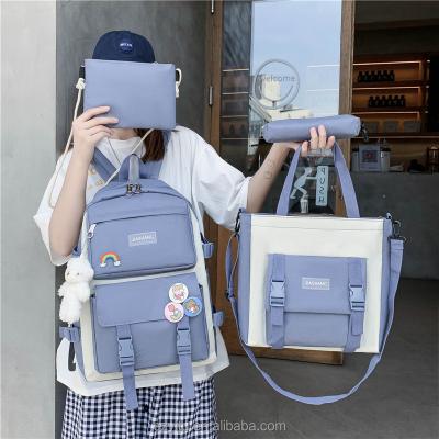 China Wholesale Women Girls Fashion Polyester Rucksack Backpack Schoolbag Bookbag 4pcs Waterproof Simple Elegant Women Backpack Bag Set for sale