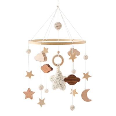 China New Arrival Children's Room Decor Baby Shower Gift Musical Kids Hanging Baby Handmade Starry Hut Cloud Sky Moon Toys Crib Mobile for sale