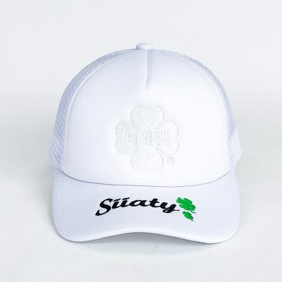 China Wholesale Custom Embroidery Logo Foam Mesh Hats Adjustable Buckle 5 Panel Plastic Foam Trucker Hat COMMON for sale