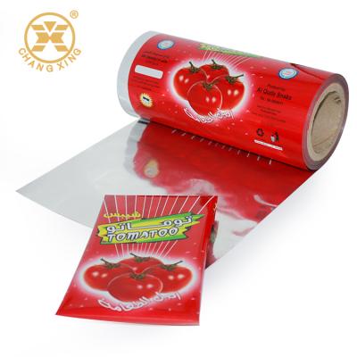 China Custom Printing Ketchup Sauce Packets Food Packaging Film Tomato Sauce Sachet Moisture Proof Empty Film for sale