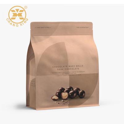 China Recycled Materials Kraft Paper Square Block Eco-friendly Resealable Natural Plastic Bottom Paper Bag For Coffee Beans Chocolate for sale