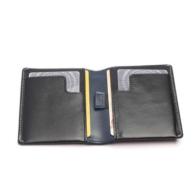 China 2021 Full Grain Pull Tab Credit Card Holder Slim RFID Genuine Leather Wallet Durable Blocking Slim Minimalist Wallet for sale