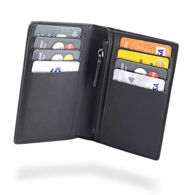 China Customized Best Brands Anti Theft Men Leather Wallet Carbon Fiber RFID Zipper Pocket Card Holder for sale