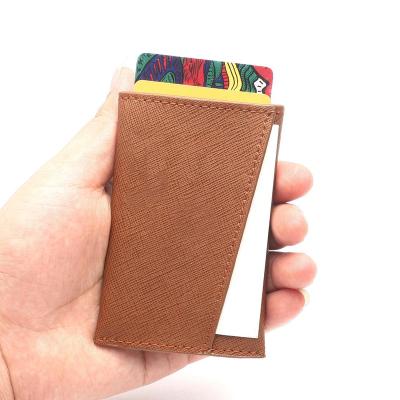 China Goods 2021 Genuine Leather RFID Blocking Slim Front Pocket Wallet Money Clip Credit Card Holder Leather Wallet for sale