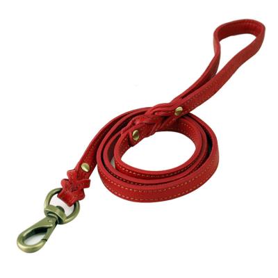 China Best Walking Dog Hot Selling Handmade Dog Leash Leather To Train Full Grain Leather Lead for sale