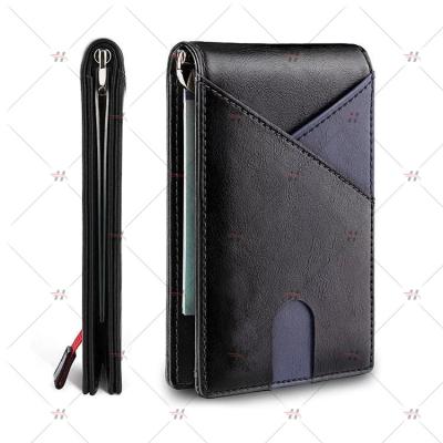 China Super Slim 2021 Multi Functional New Popular Design Leather Slim Multi Functional Silver Clip Wallet Bifold Card Holder for sale