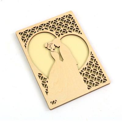 China 2022 Europe Greeting Card Wooden Wedding Bamboo Greeting Card For Valentine's Day for sale