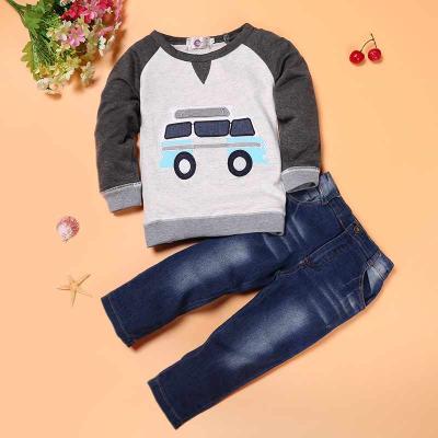 China Cheap Cartoon Car Clothes Wholesale Imported Baby Boy Children's Clothing Set for sale