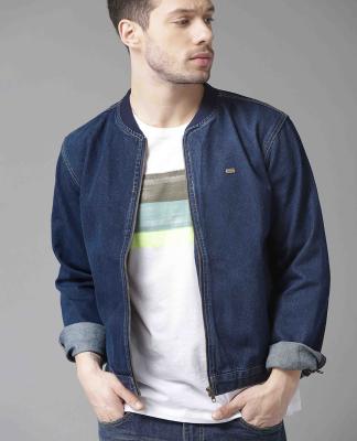 China New viable light blue ripped denim jacket fashion print bomber jeans jacket for men for sale