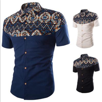 China Breathable Men Fashion Shirt High Quality Oversized Floral Short Sleeve Button T-shirt Men Summer Casual for sale