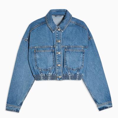 China QUICK DRY Customize Denim Outdoor Short Crop Spring Elastic Band Coats Superior Ladies Jean Jackets For Women for sale