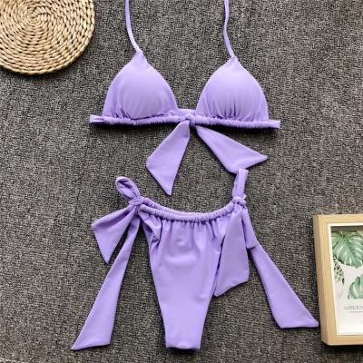 China Spandex / Nylon Cikini 2021 New Style Women Solid Two Piece Swimsuit for sale