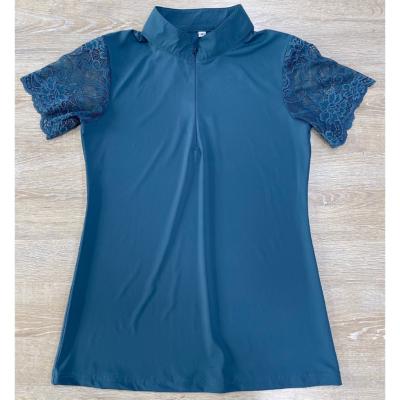 China Women's Rider Riding Shirt Ice Feel Short Sleeve Lace Competition Short Sleeved Quick Dry Short Shirt for sale