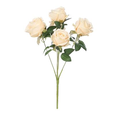 China 2021 Eco-Friendly Material Special Hot Selling 5 Head Curved Rose Silk Flower Bouquets for sale