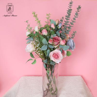 China Real Touch Silk Rose Flower Home Bedroom Wedding Decoration Artificial Flower Single Artificial Rose for sale