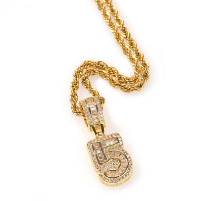 China Best Selling New Digital Hip Hop Zircon Square Pendant Necklace For Men And Women for sale