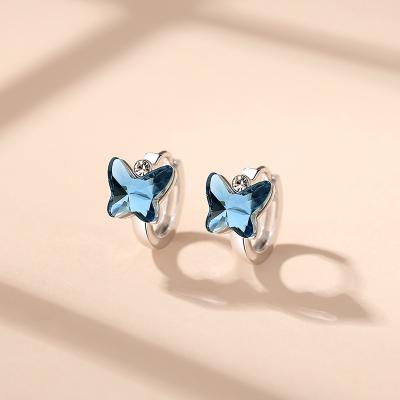 China New Design S925 Sterling Silver Latest Fashion Crystal TRENDY Butterfly Earrings for sale