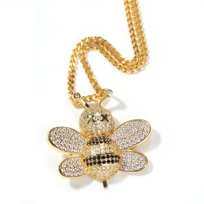 China Hot Zircon Bee Hip Hop Hip Hop Style Cuba Pendant Necklace for sale