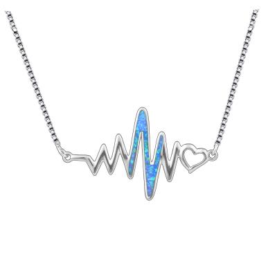 China 2020 Popular CLASSIC White Gold Nurse ECG Electrocardiogram Love Opal Necklace for sale