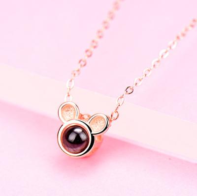 China Fashion Jewelry S925 Mouse I Love You In 100 Languages ​​Necklace For Couples Gift And Anniversary Gift for sale