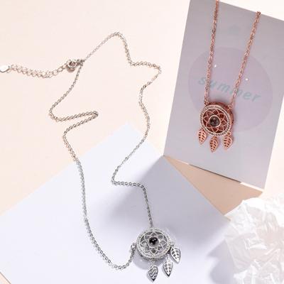 China Fashion Jewelry S925 Dreamcatcher I Love You In 100 Languages ​​Necklace For Couples Gift And Christmas Gift for sale