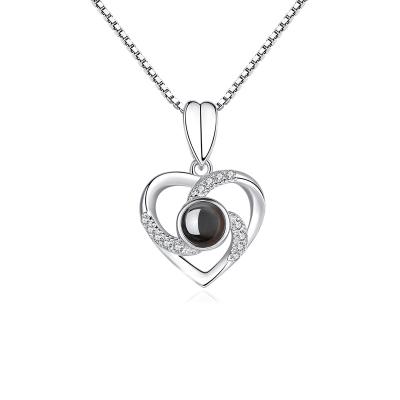 China Fashion Jewelry S925 Heart I Love You In 100 Languages ​​Necklace For Couples Gift And Christmas Gift for sale