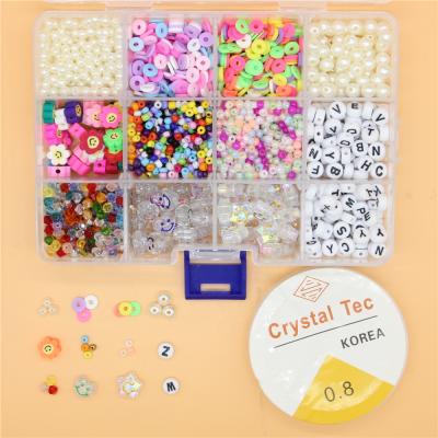 China 1 Box Lovely English Alphabet Letter Round Acrylic Beads Set With Stretch Strings For Name Bracelets Jewelry Making Kit For Children Gift for sale