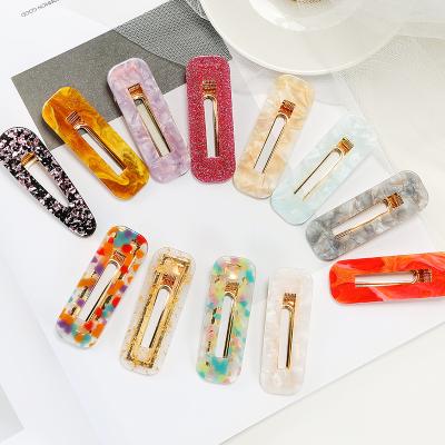 China Korea Vintage Elegant Acrylic Geometric Hairpin Fashion Simple Hollow Girl Hair Clips Hair Accessories Girl Hair Accessories for sale