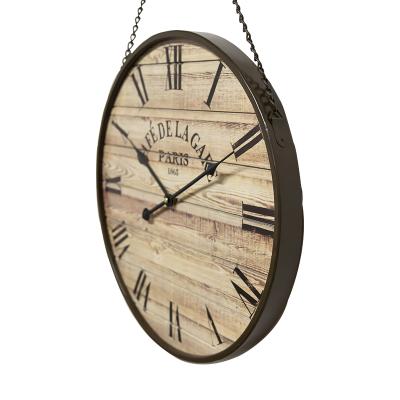 China Large Antique Rustic Style Silent Wooden Antique Style Wall Mounted Clocks Design For Home for sale